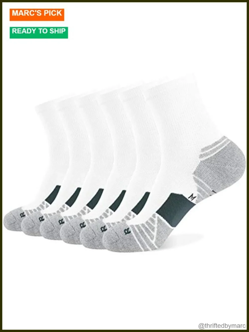 Cushioned Quarter Ankle Athletic Socks 6 Pairs - High Performance Running